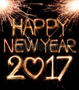 Happy new year 2017 written with Sparkle firework